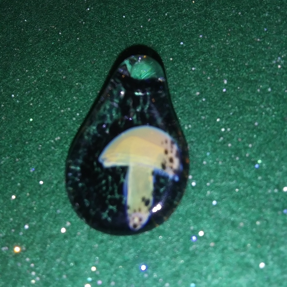 Hand blown Flat Glass Mushroom pendant